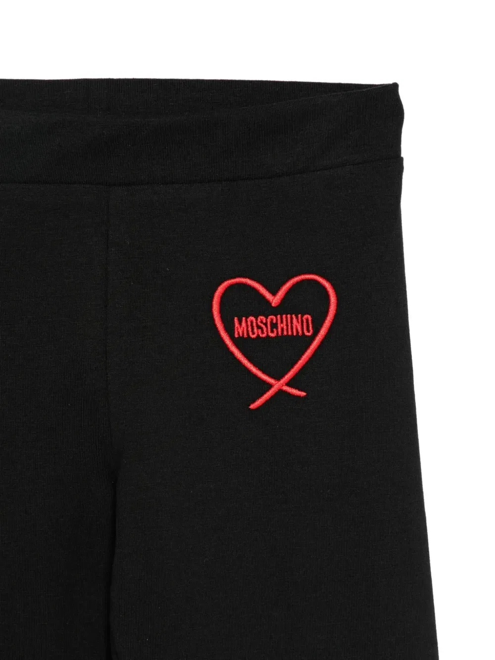 Леггинсы с вышитым логотипом и сердечками Moschino Kids, черный — фото 3