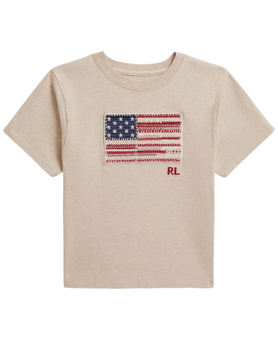 Футболка с принтом American Flag Polo Ralph Lauren, Expedition Dune Heather