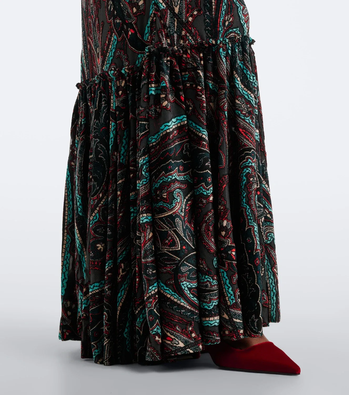 Коктейльное платье с вышивкой пейсли Etro, мультиколор — фото 4