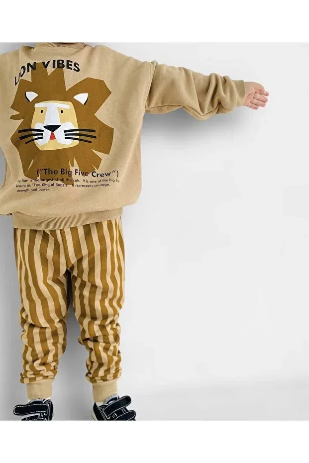 Детский спортивный костюм для девочек с принтом Lion Hulohoopbaby, Brown — фото 4