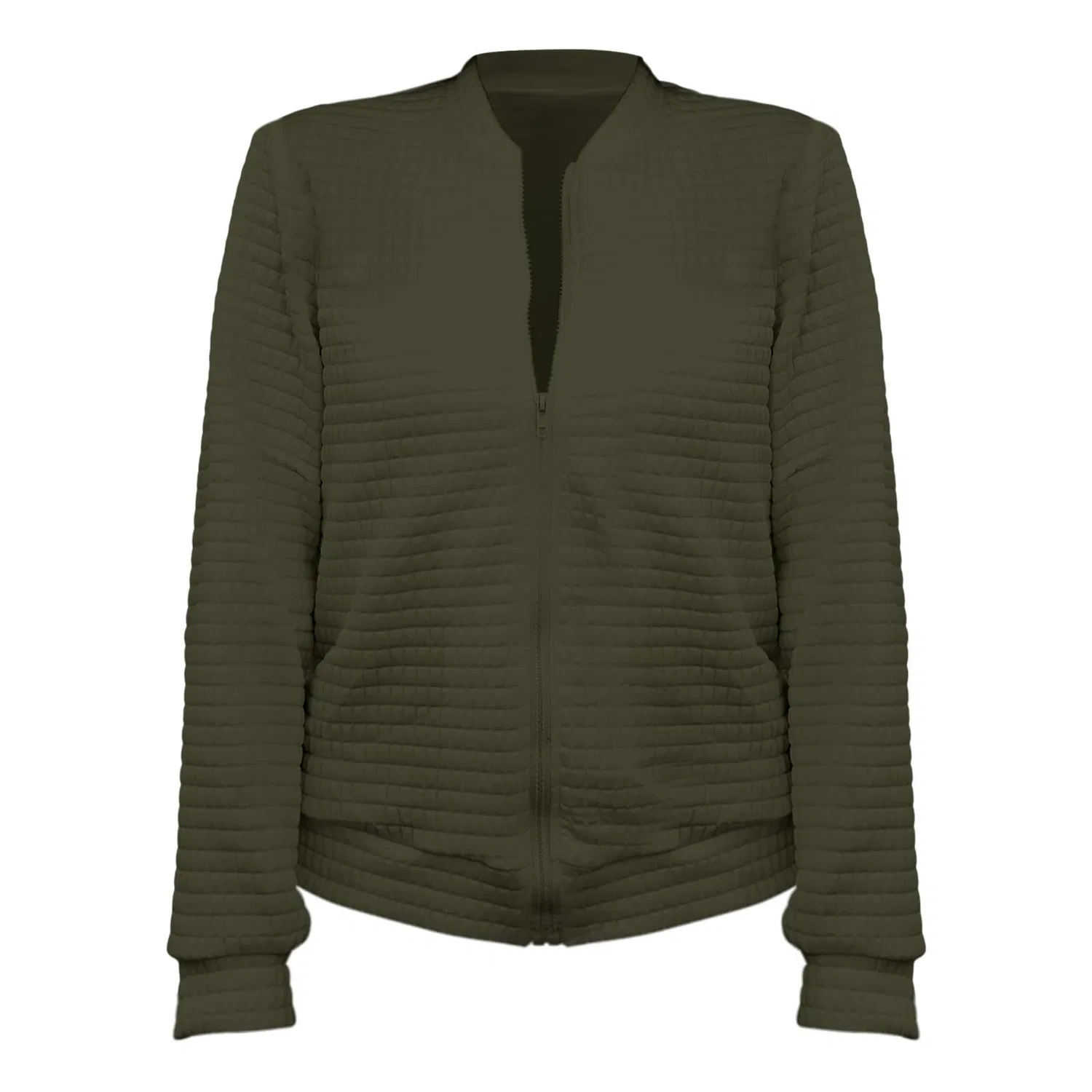 Женская куртка с молнией и карманами Lightweight Zipper Cardigan, Green — фото 4