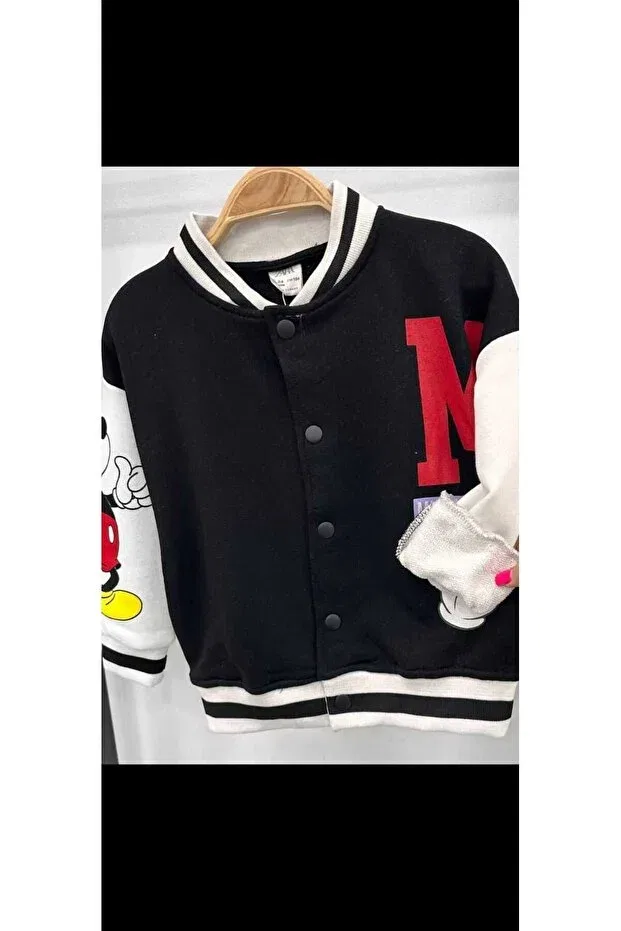 Детская куртка для девочек с принтом Mickey Mouse College Ihracatfazlasi, Black
