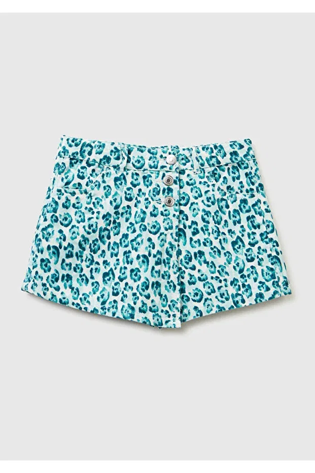 Детские шорты для девочек вельветовые с принтом Bermuda United Colors Of Benetton, Mint Green