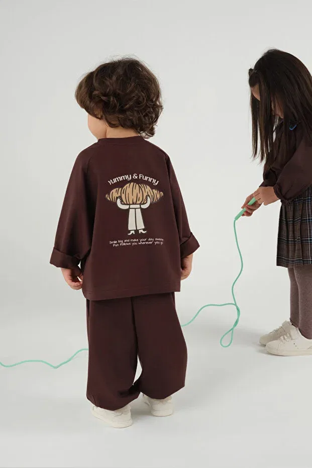 Детская футболка с длинным рукавом с принтом Mioma Kids, Brown