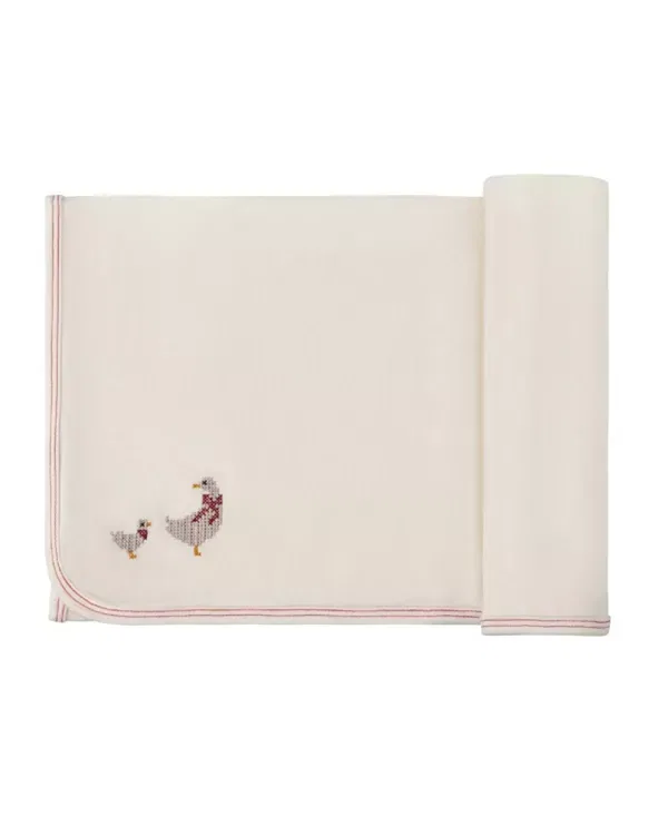 Детский комплект для новорожденных с вышивкой Cross Stitch Duckling Collection Ely'S & Co., Ivory/Pink — фото 4