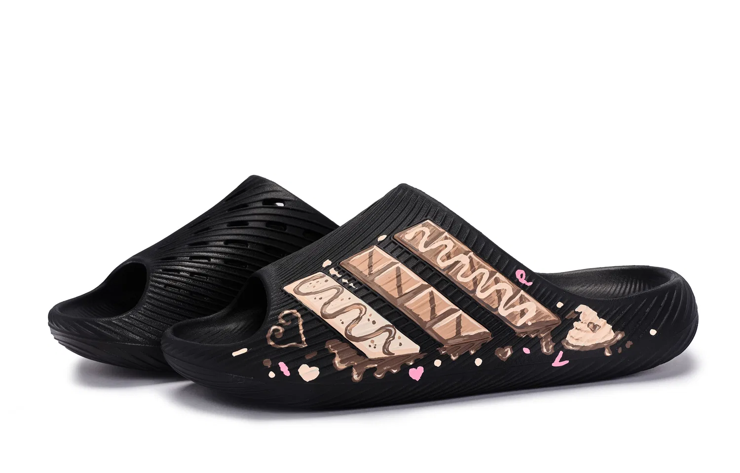 Детские шлепанцы One Sweet Bite-Black Brown Adidas, Черно-коричневый — фото 4