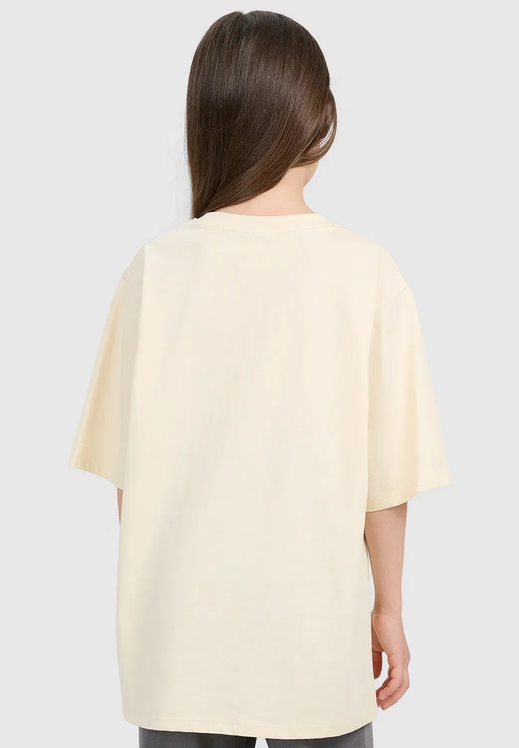 Футболка oversize z nadrukiem dziewczęcy - szary 122 (6-7 лат) - футболка с принтом 4F, Creme — фото 3