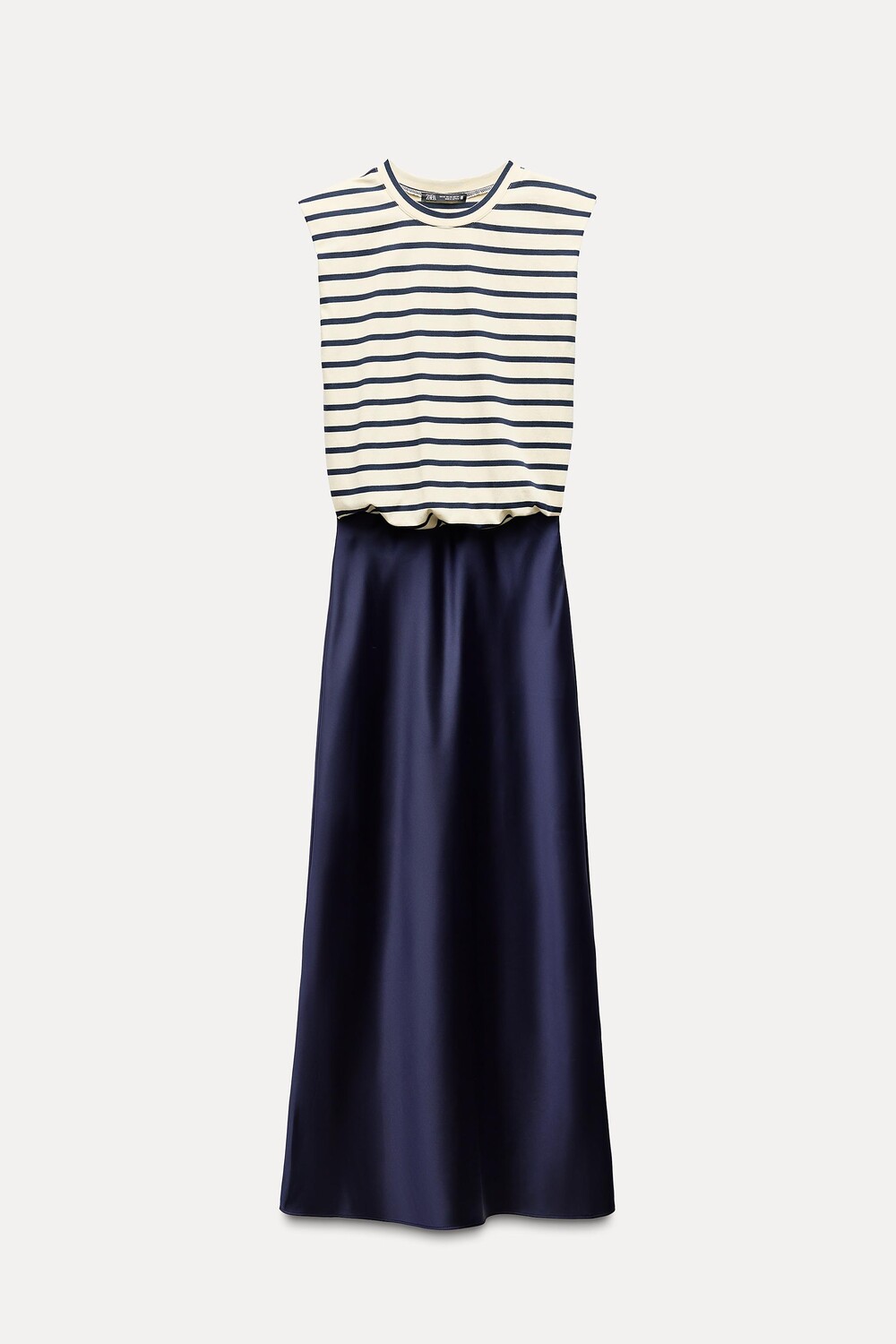 

Платье Zara Contrast Satin Midi, темно-синий
