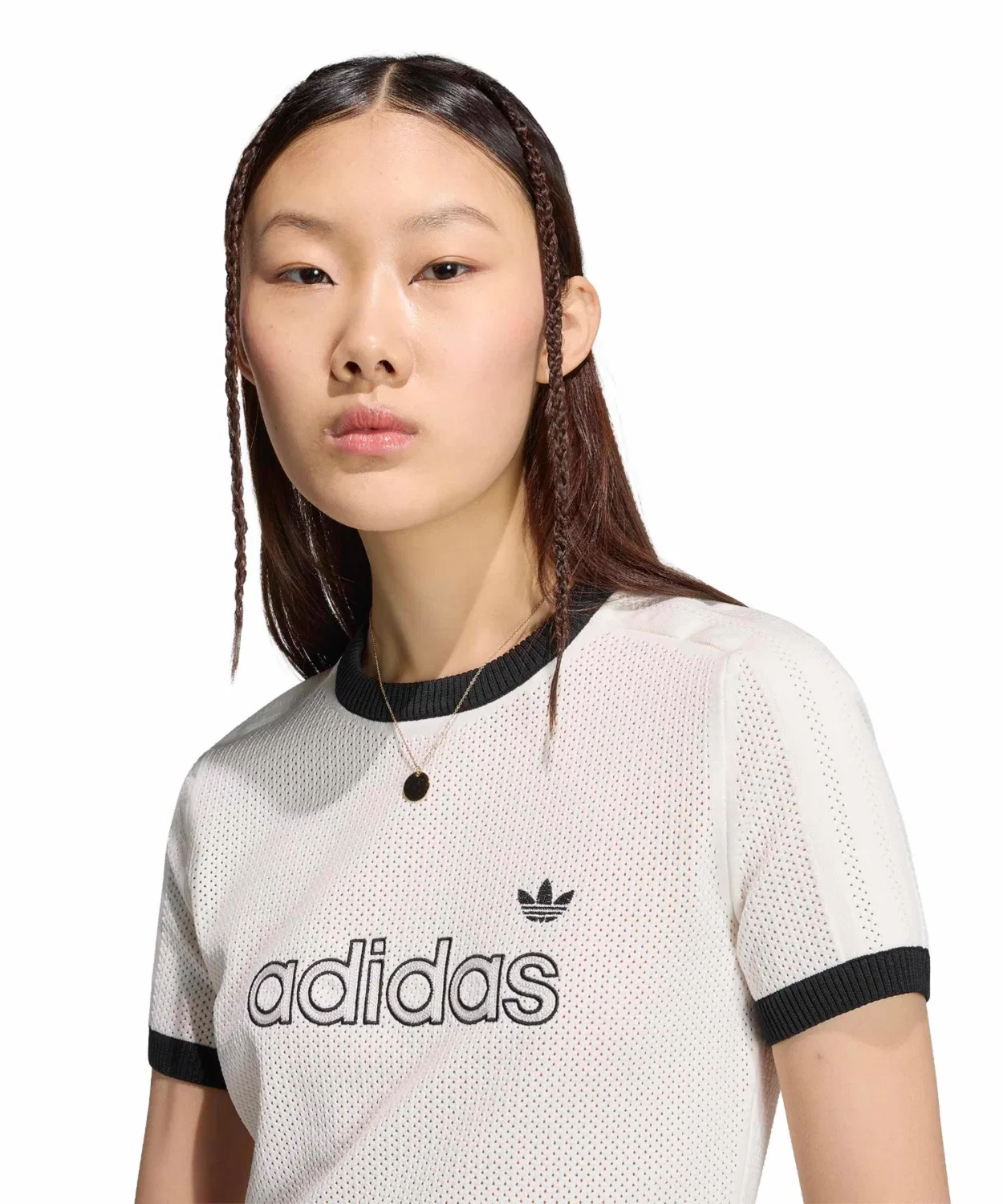 Женская футболка с коротким рукавом из полиэстера Mesh Cali Adidas, Белая — фото 2
