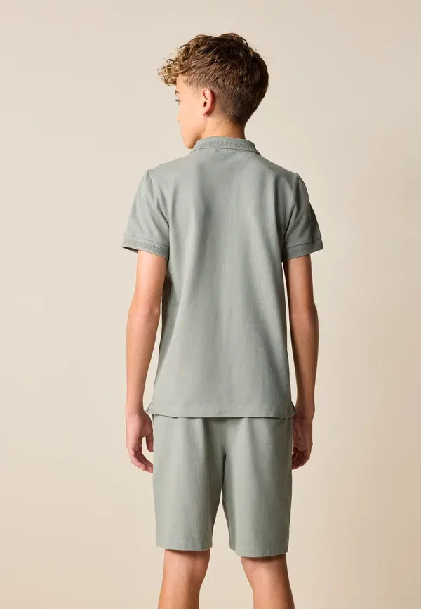 Комплект из поло и брюк из хлопка с эластаном Regular fit - short sleeve set - tracksuit bottoms Next, navy, зеленый/хаки — фото 2
