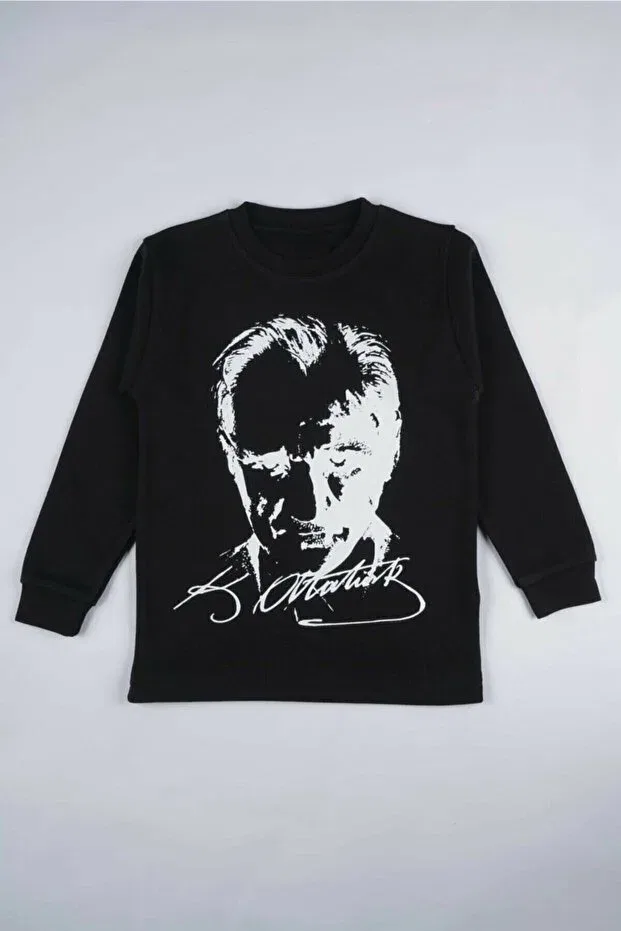 Детская футболка для девочек с принтом Long sleeve ataturk printed t-shirt Generic Brands, Black