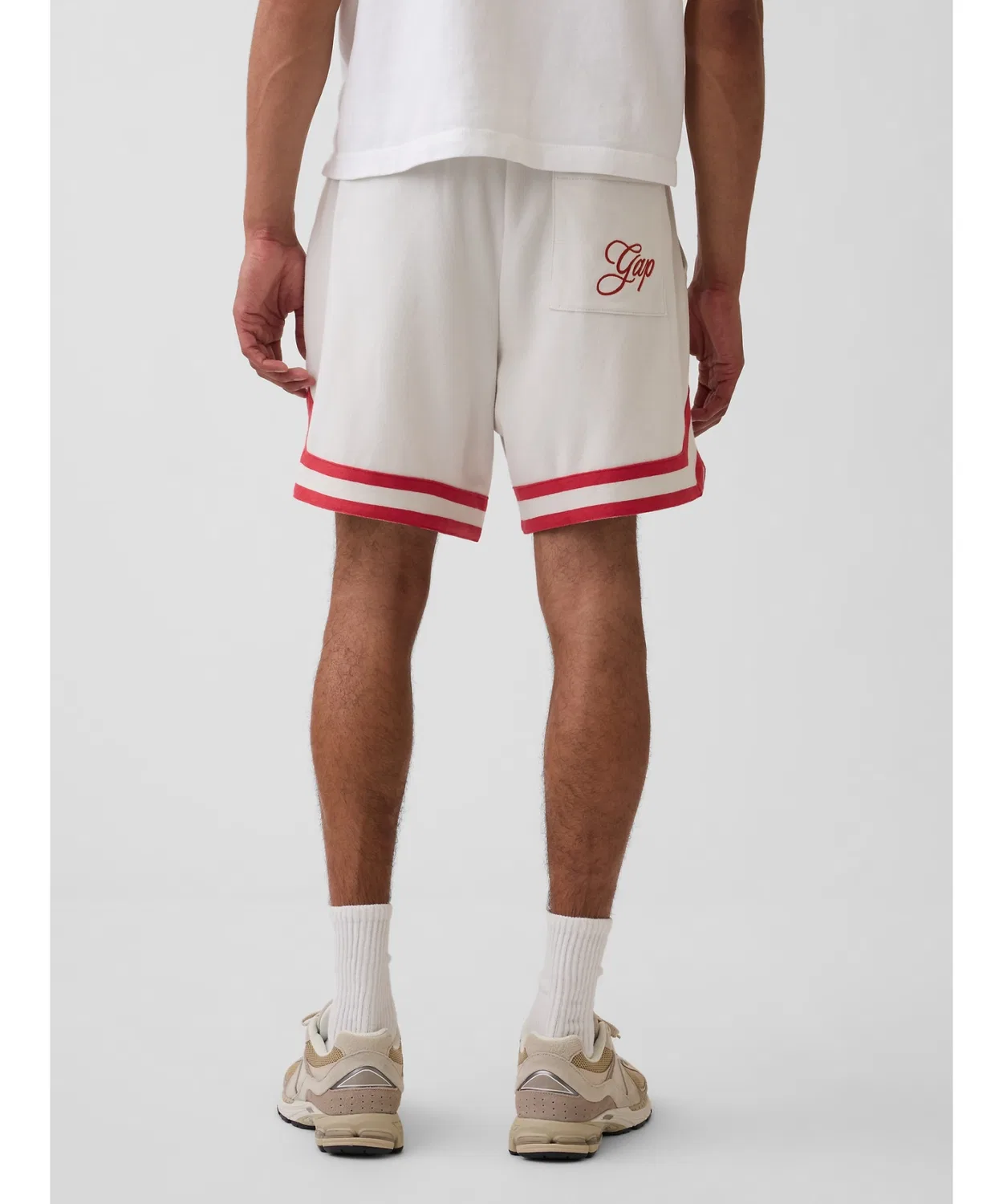 Мужские шорты из футера с принтом Vintage Soft Relaxed Fit Stripe Sweat Shorts GAP, Off White