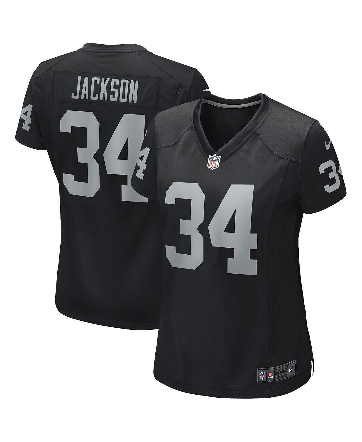 

Женская футболка bo jackson black las vegas raiders game для пенсионеров Nike, черный