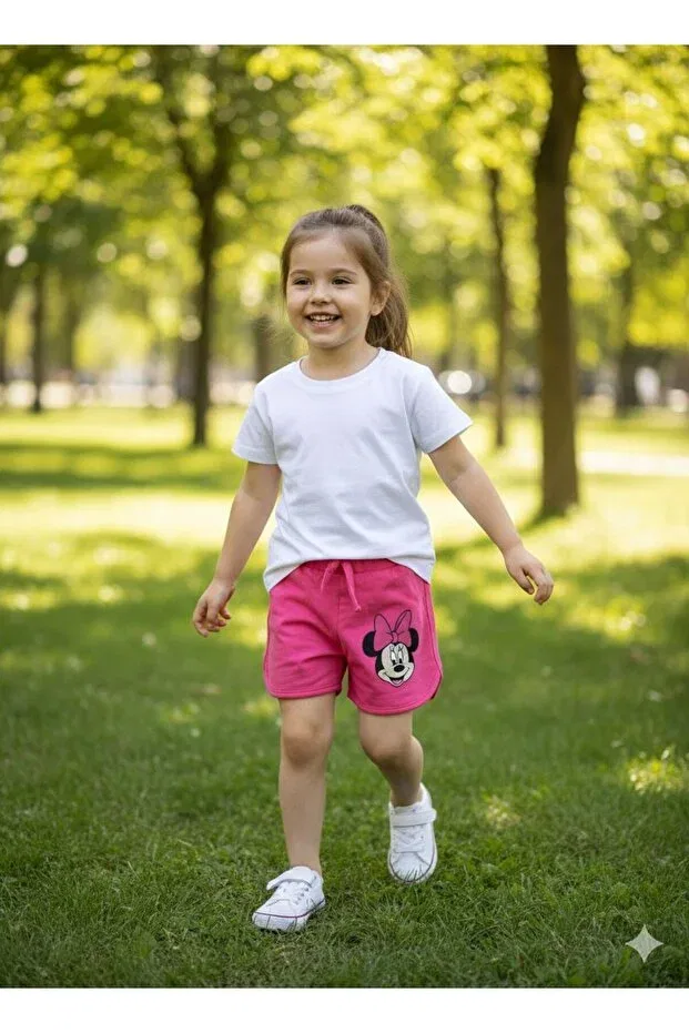 Детские шорты для девочек с принтом Mickey Efemkids, Pink-Purple — фото 2
