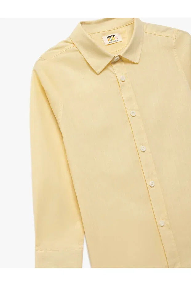 Детская рубашка для мальчиков хлопковая Basics Koton, Yellow — фото 3