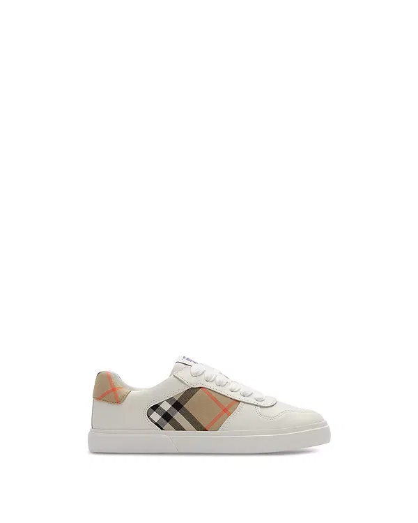 Детские кроссовки для девочек с принтом Noah Check & Leather Lace Up Burberry, Sand Ip Check