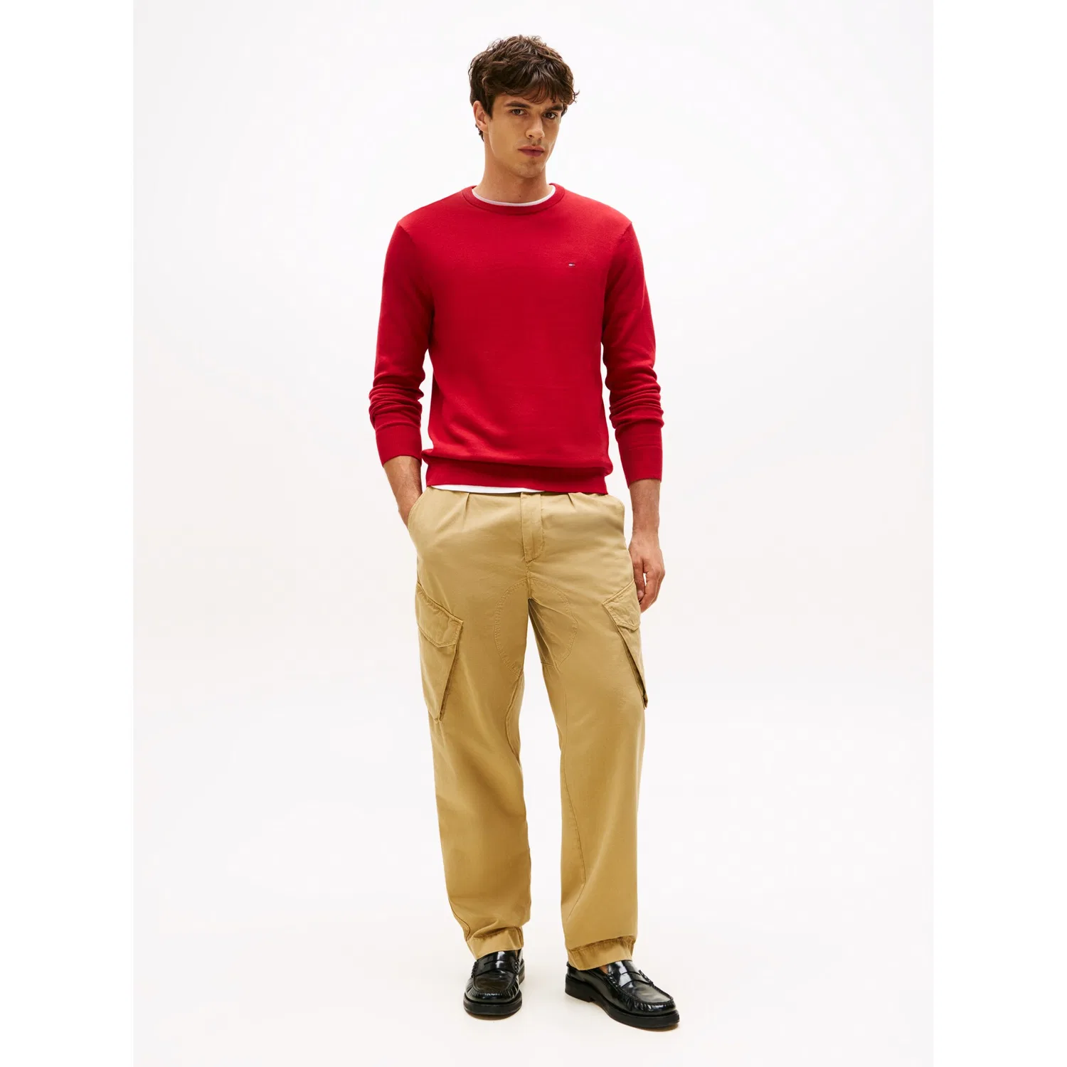 Мужской джемпер с круглым вырезом Essential Cotton Tommy Hilfiger, Medium Red — фото 3