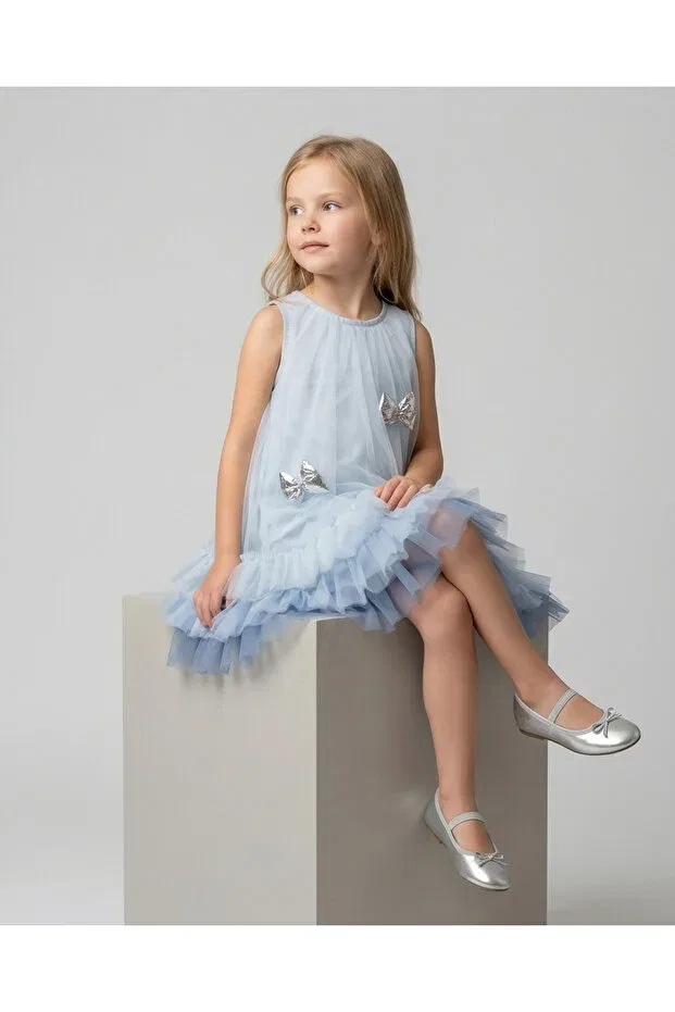 Детское платье для девочек с принтом Melisam girl's bowknot tutu evening dress Melisam.Msg, Blue