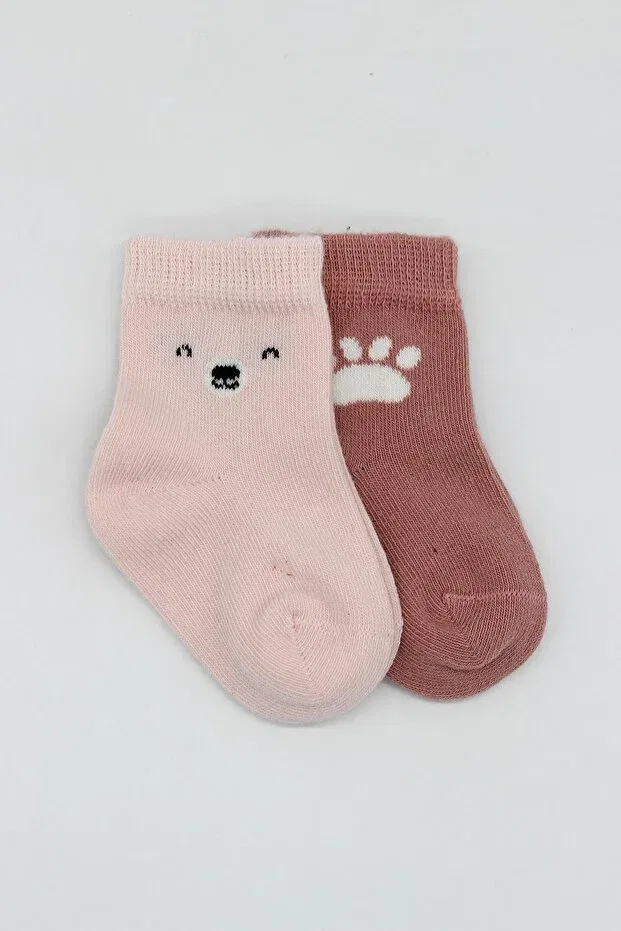 Детские носки для новорожденных хлопковые с принтом Bistyle, Pink — фото 4