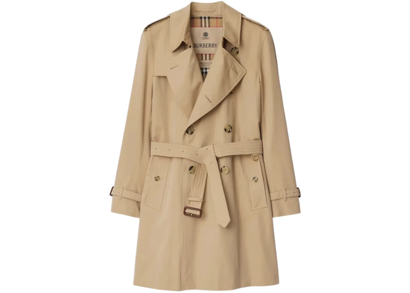 Мужское пальто-тренч средней длины Kensington Heritage Burberry, Honey Beige