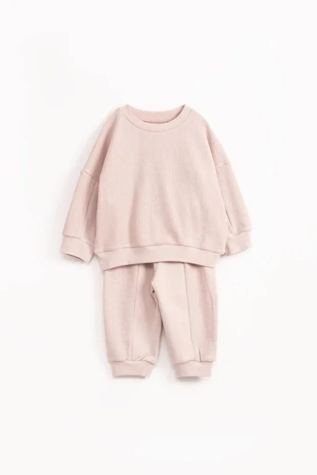 Детский комплект для девочек вафельный Oversize Blumi Kids, Powder