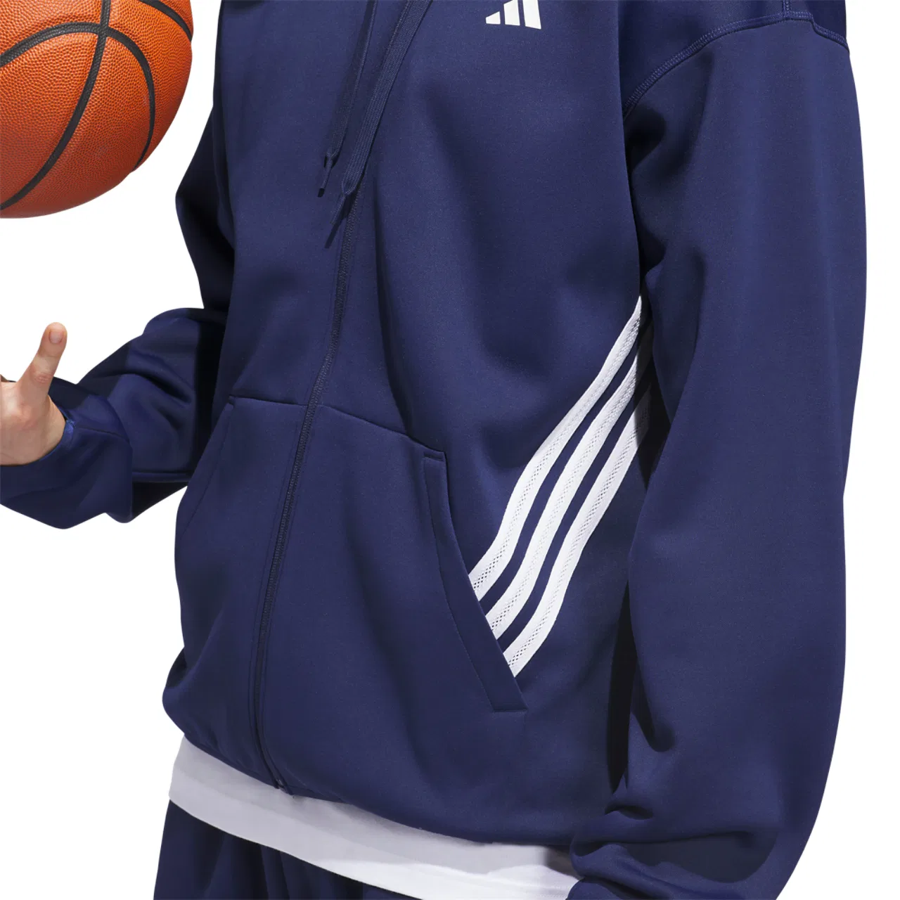 Мужское худи с капюшоном на молнии Crazy Warm Adidas, цвет Team Navy Blue/White — фото 4