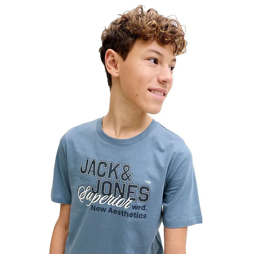 Детская футболка с коротким рукавом с принтом Jack & jones, Blue — фото 4