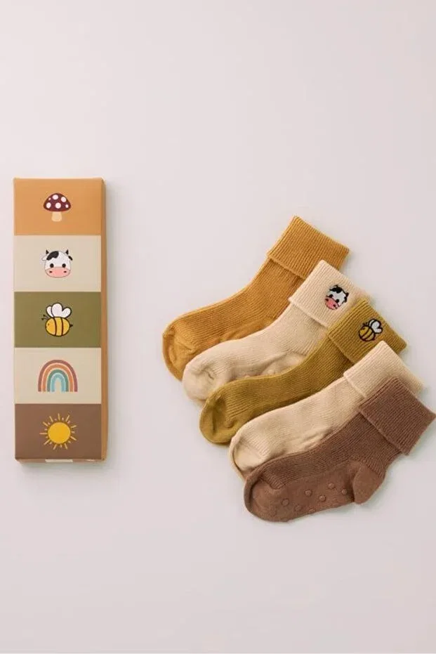 Детские носки с вышивкой Bony Socks, Brown Mixed
