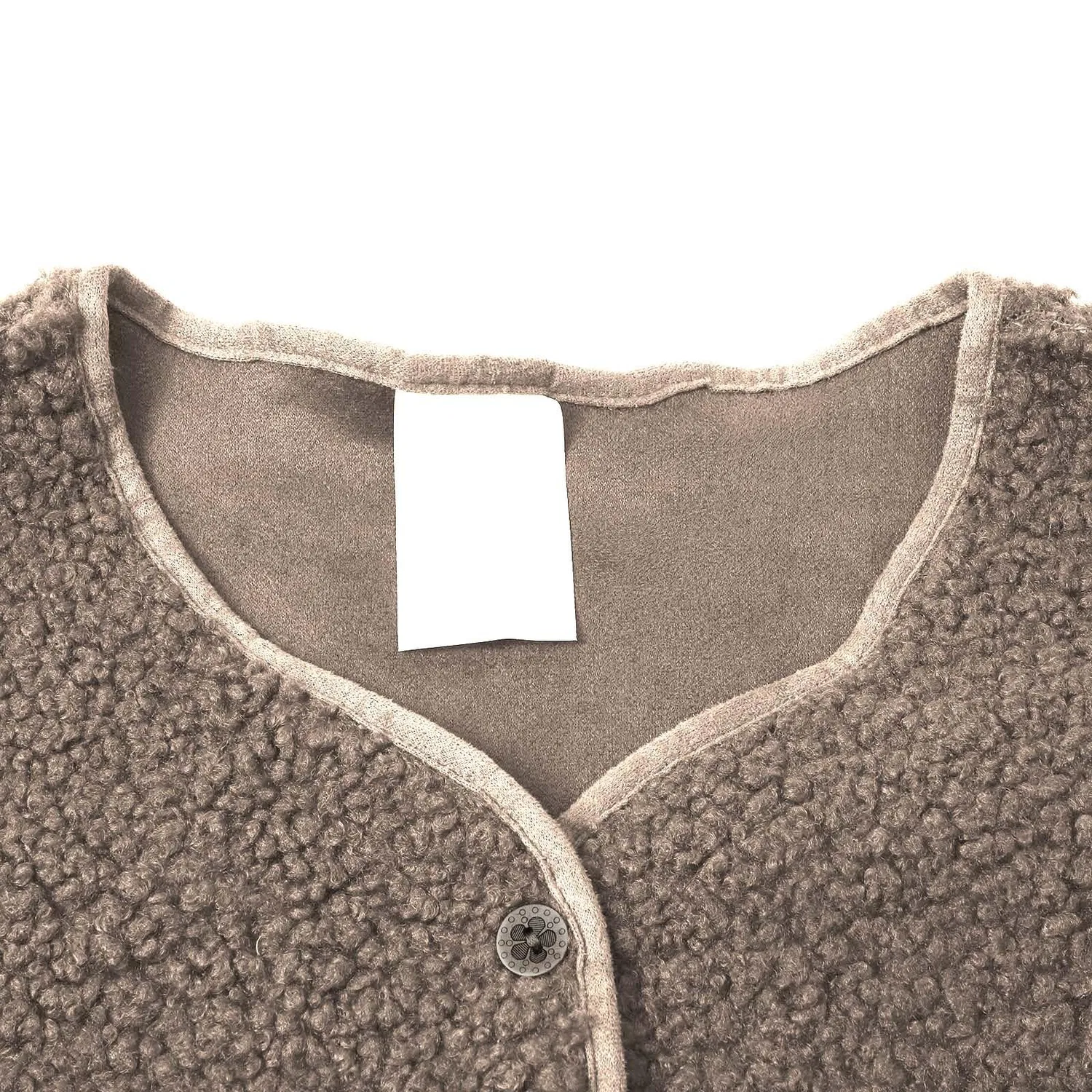 Женский жилет без рукавов с воротником-стойкой, Teddy Fleece, dark khaki — фото 3