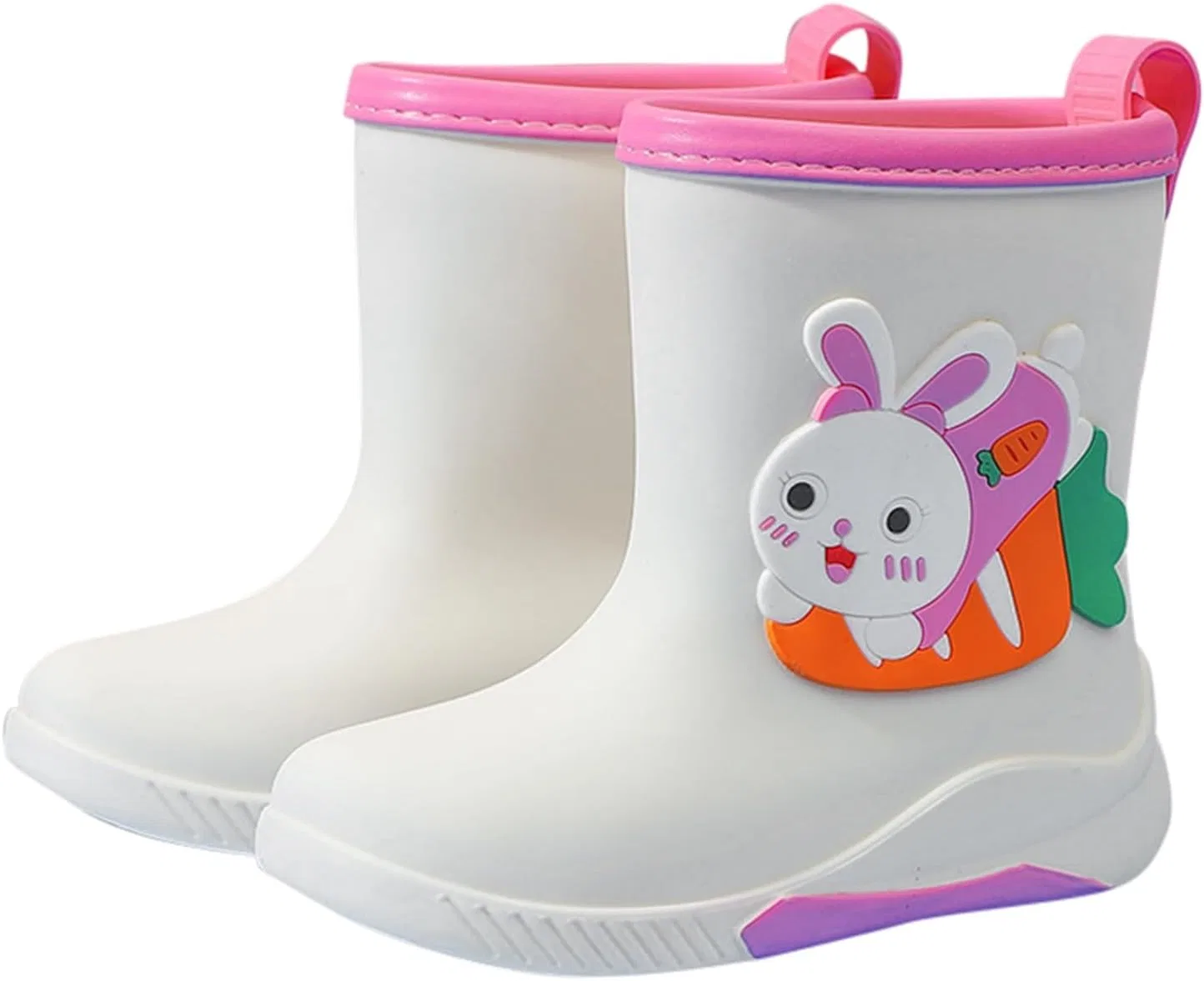 Детские сапоги резиновые для девочек с принтом кролика Rain Boots, White