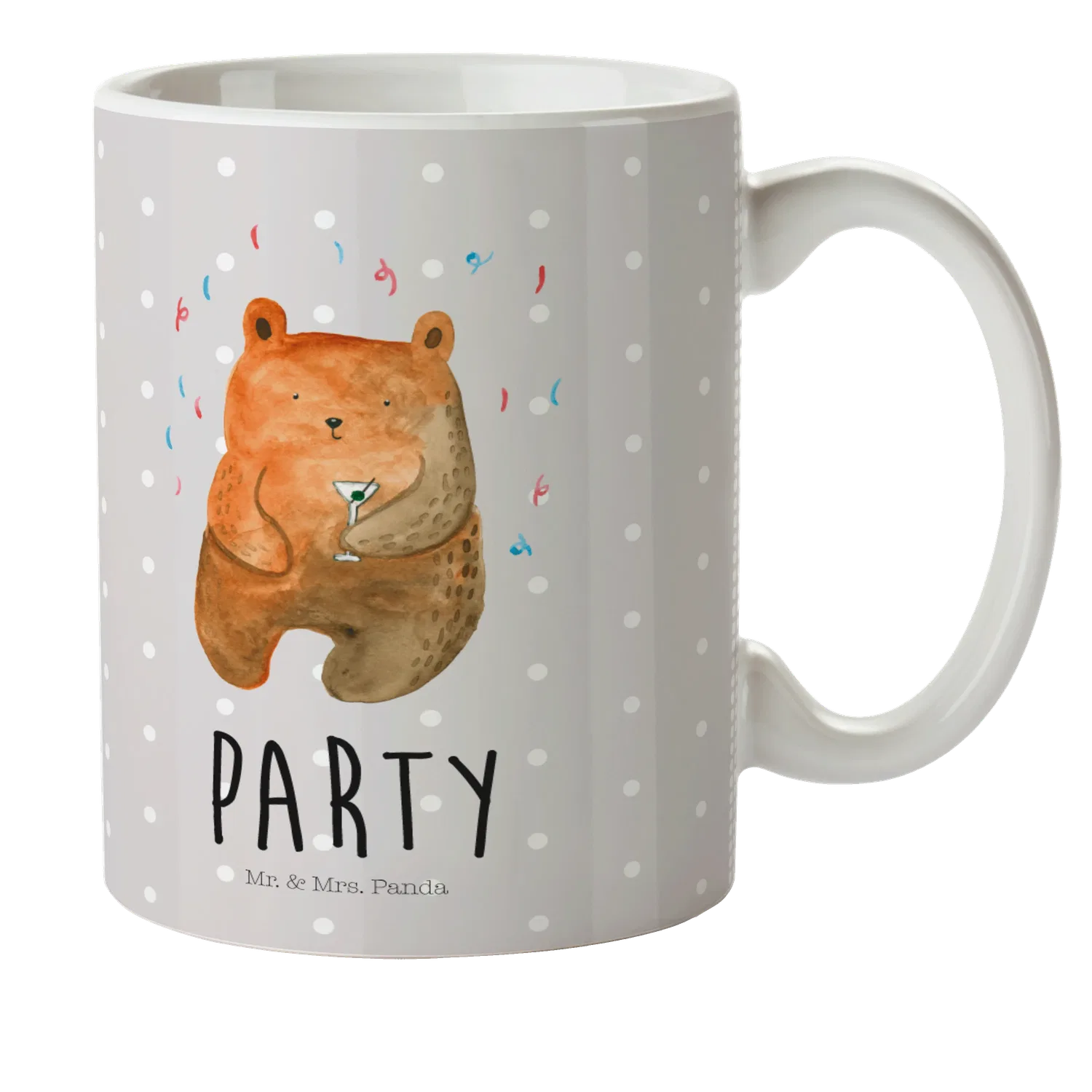 Детская кружка с принтом медведь Bär Party Mr. & Mrs. Panda, серый