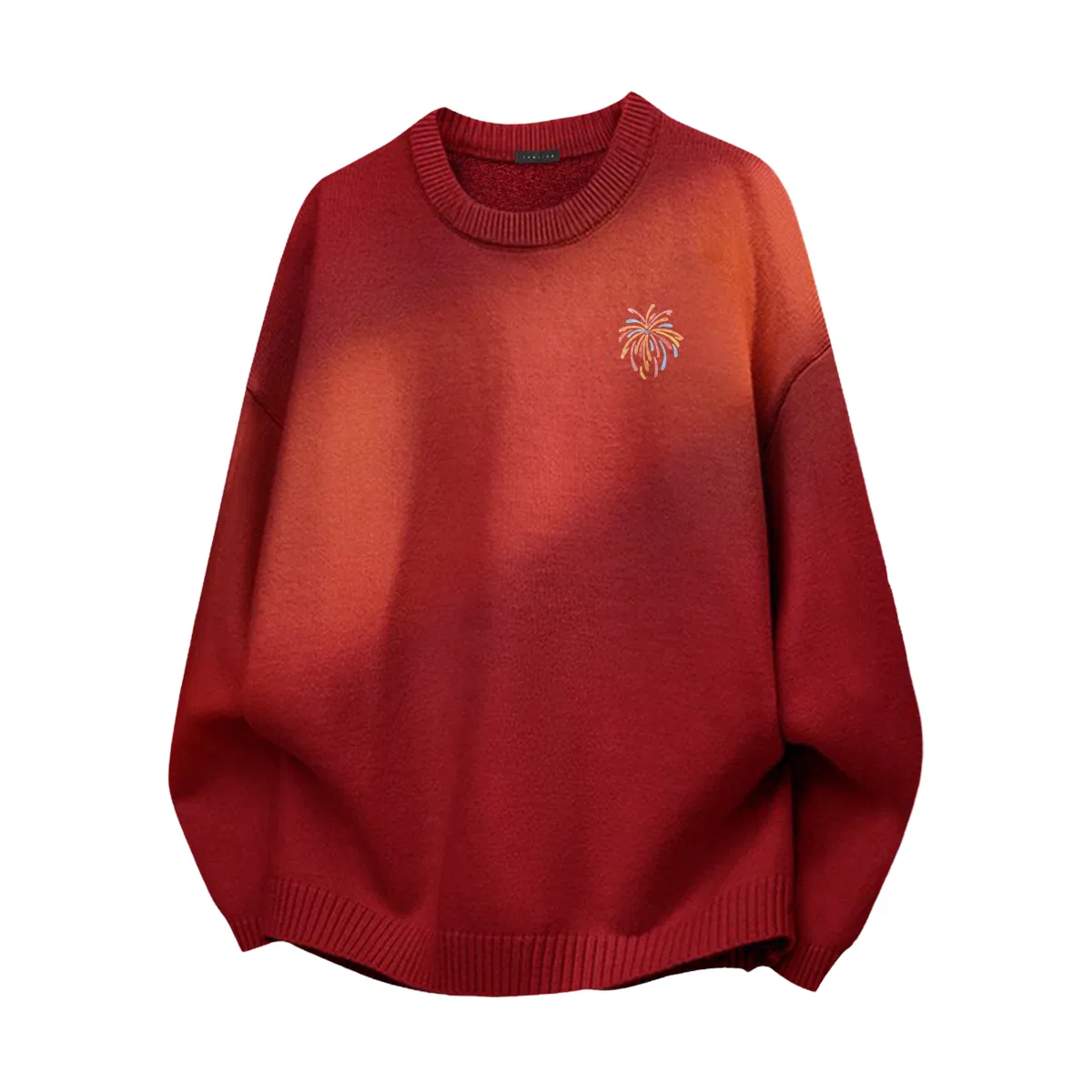 Детский свитер с начесом футуристический Tonlion, Цвет: (One-piece Fleece)Wine Red (t Sparkling Firework Chest Badge)