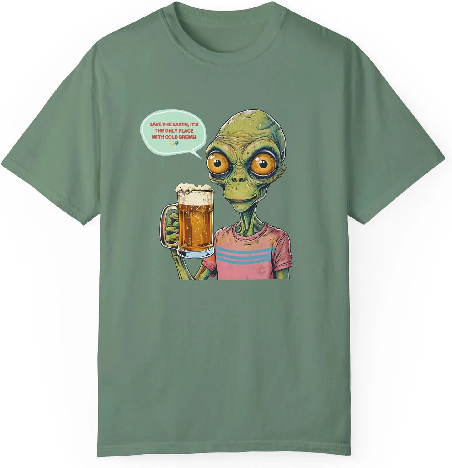 Футболка с принтом пришелец Comfort Colors 1717, Light Green