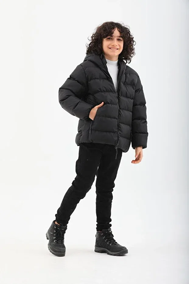 Детское зимнее пальто для мальчиков и девочек с капюшоном Roba Kids, Black