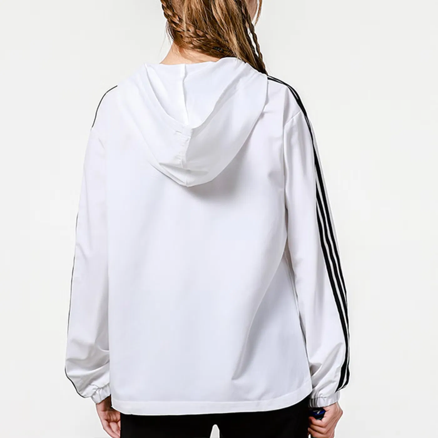 Худи спортивная свободная с капюшоном Adidas, белый — фото 4
