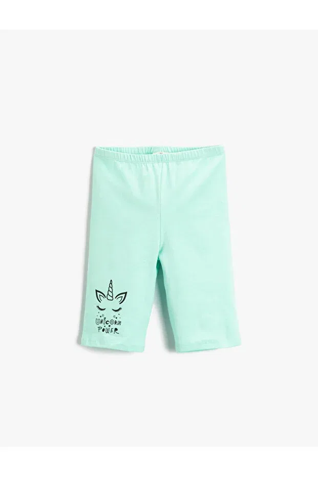 Детские леггинсы для девочек с принтом Unicorn printed bermuda tights cotton Koton, Green