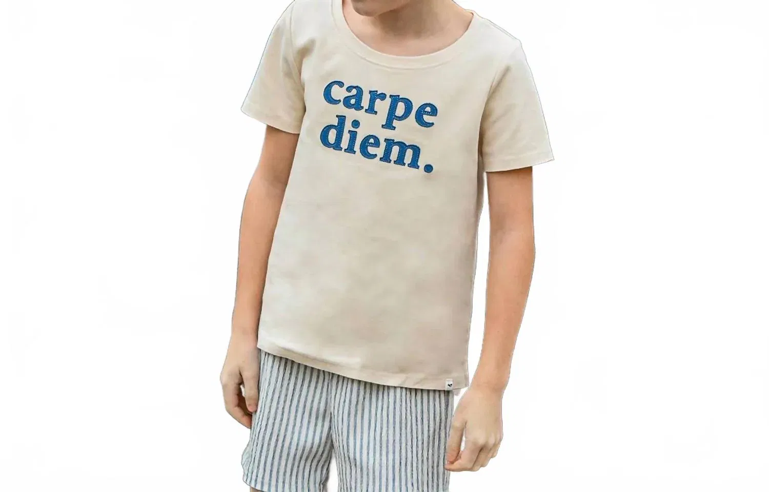 Детская футболка для мальчиков с коротким рукавом и принтом Carpe Diem Raw Edge oh baby!, Natural