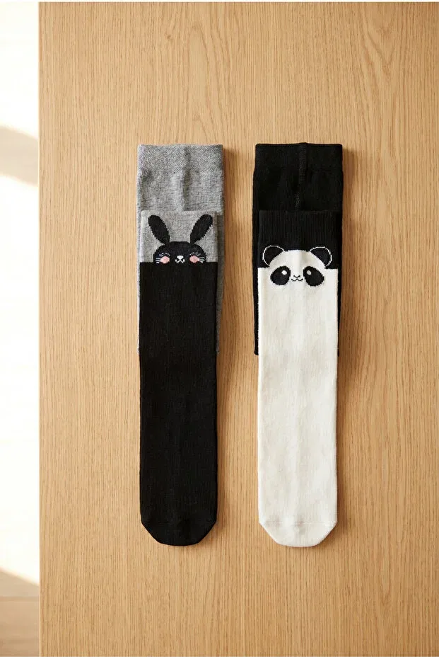 Детские колготки с животным принтом комплект 2 шт Bony Socks, Patterned