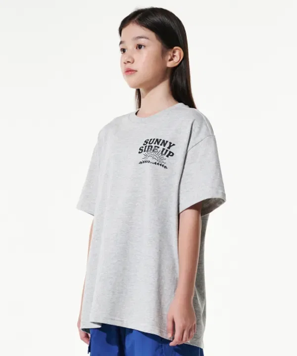 Футболка оверсайз Giant Fit Sunnyside Up, Takeasy Kids, меланжевый серый — фото 3