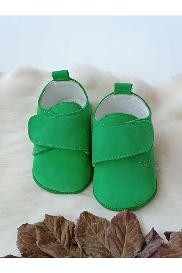 Детские ботинки для мальчиков из натуральной кожи Pistachio Green Genuine Leather Velcro Baby Shoes Hodore, Pistachio Green