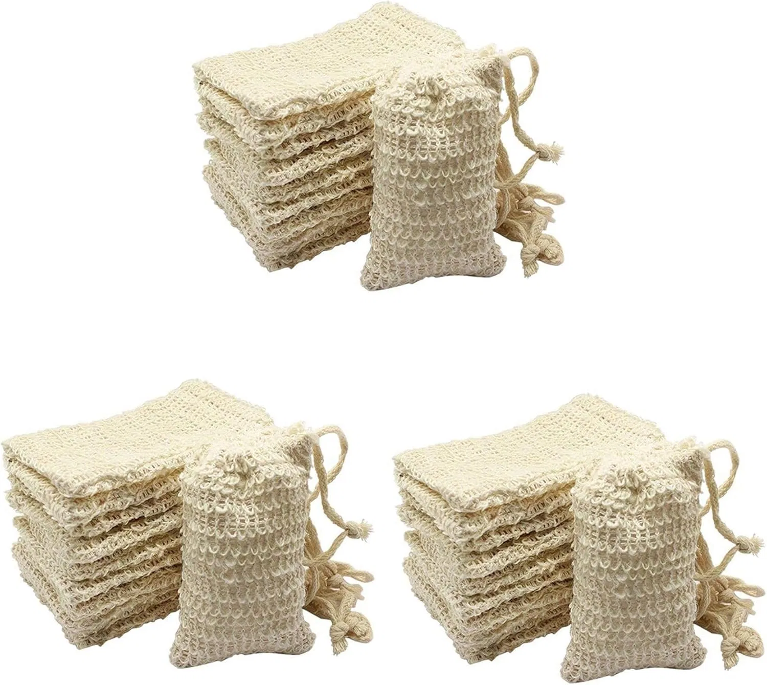 Набор мочалок для мыла Sisal, 90 шт, Oladfiop, 9x14 см, бежевый