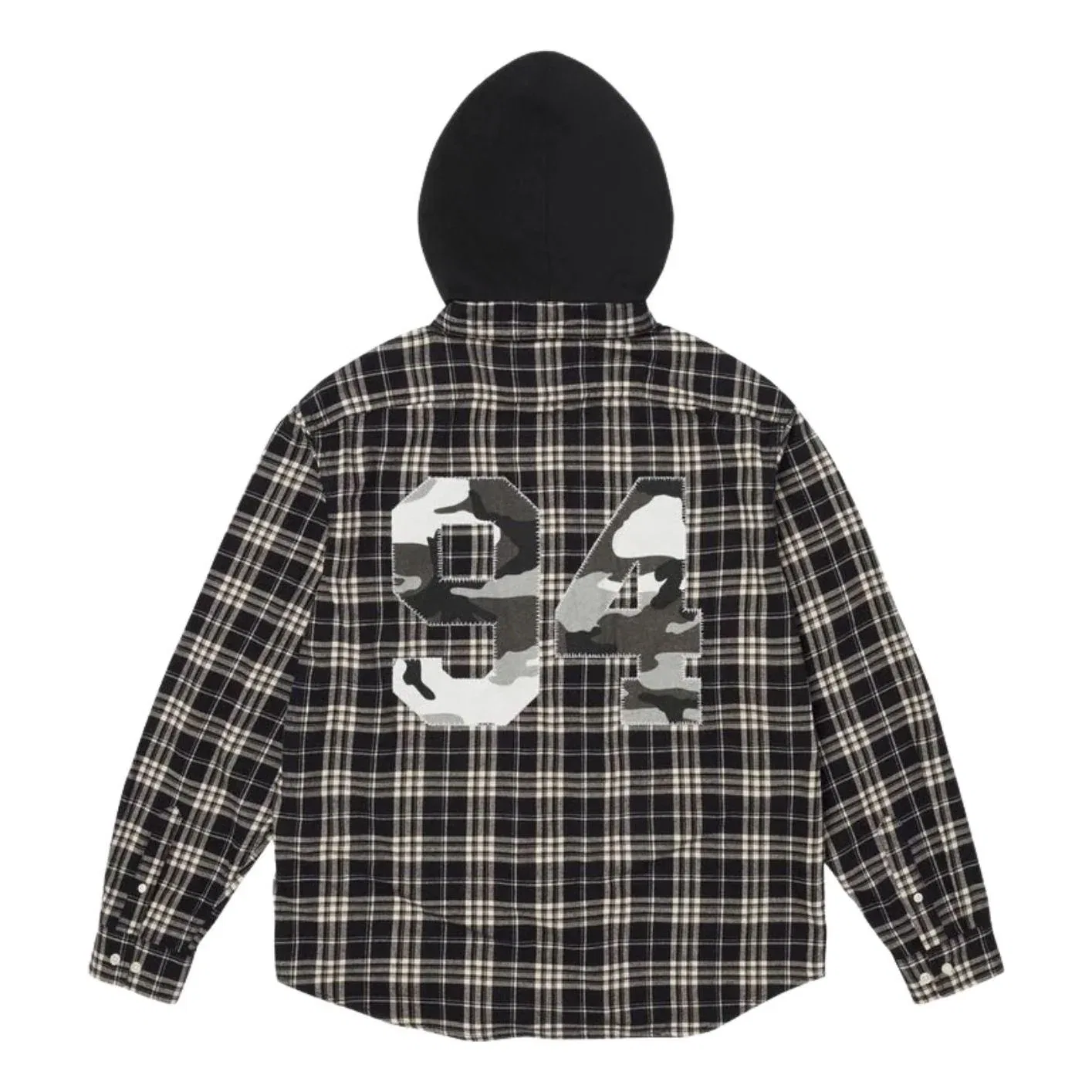 Мужское худи FW26 Applique Hooded Flannel Shirt 'Black' Supreme, черный