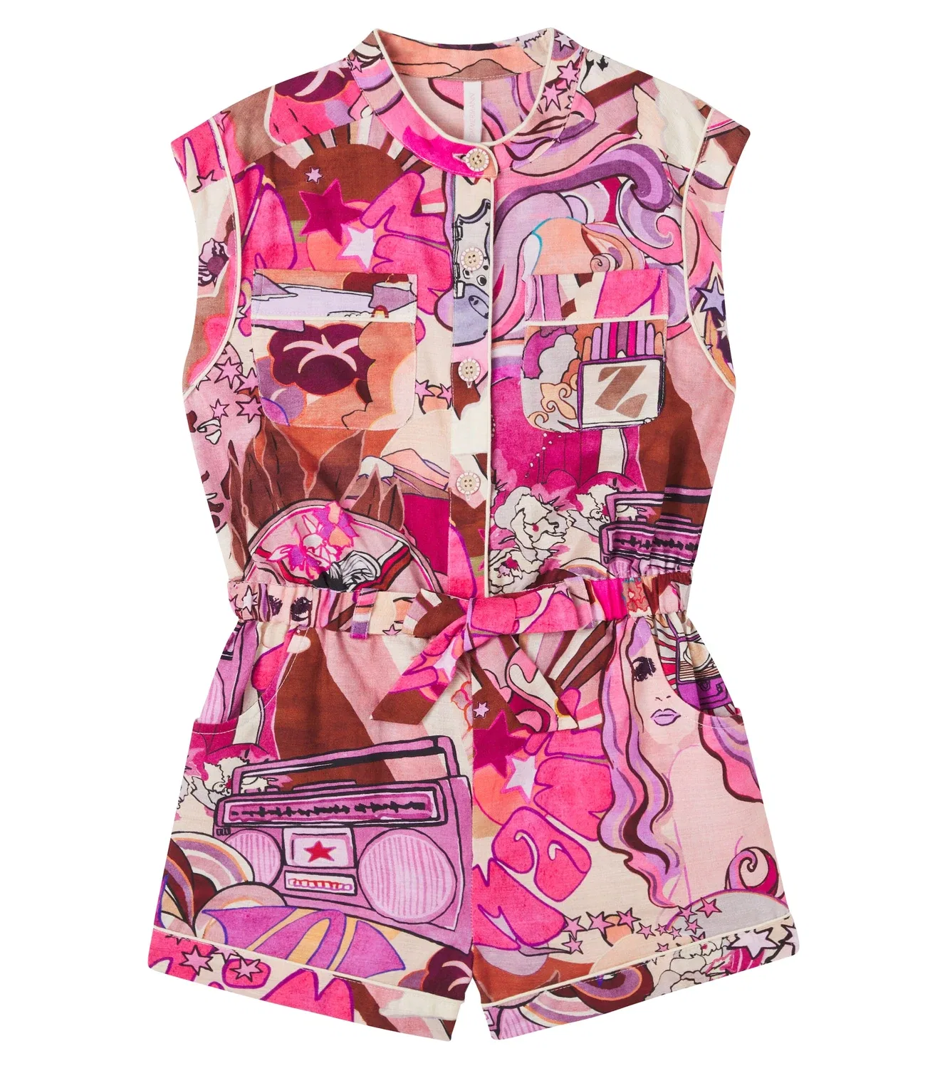 Комбинезон хлопковый Zimmermann Kids, розовый