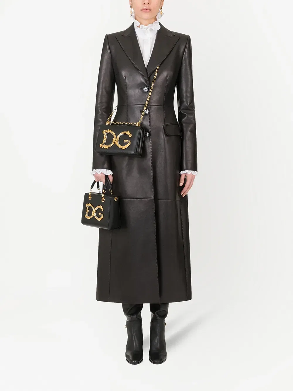 Пальто на пуговицах с заостренными лацканами Dolce & Gabbana, черный — фото 2