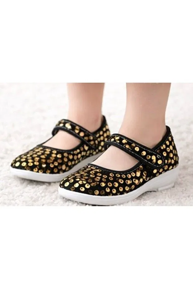 Детские балетки для девочек с коротким каблуком Shining heelled girls' ballet flats Papucumun Dünyasi, Black — фото 2