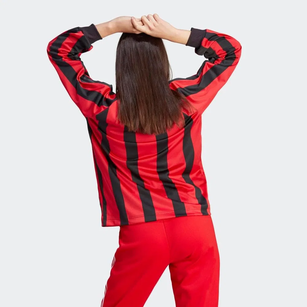 Женская футболка с длинным рукавом свободного кроя adidas, Black/Better Scarlet/White — фото 3