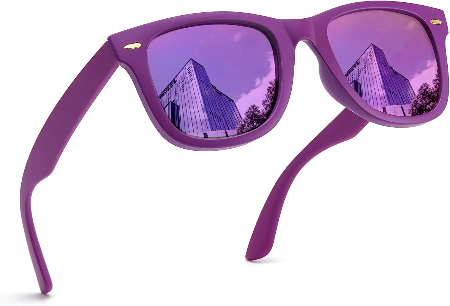 

Женские поляризованные солнцезащитные очки FancyPink с защитой UV400, зеркальные, для пляжа, дизайнерские модные солнцезащитные очки, средний размер, A05-purple Frame Purple Lenses