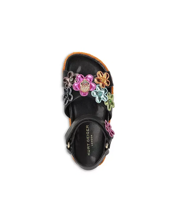 Детские сандалии для девочек с цветочным принтом Mini Kensington Flower Kurt Geiger London, Black Multi — фото 4