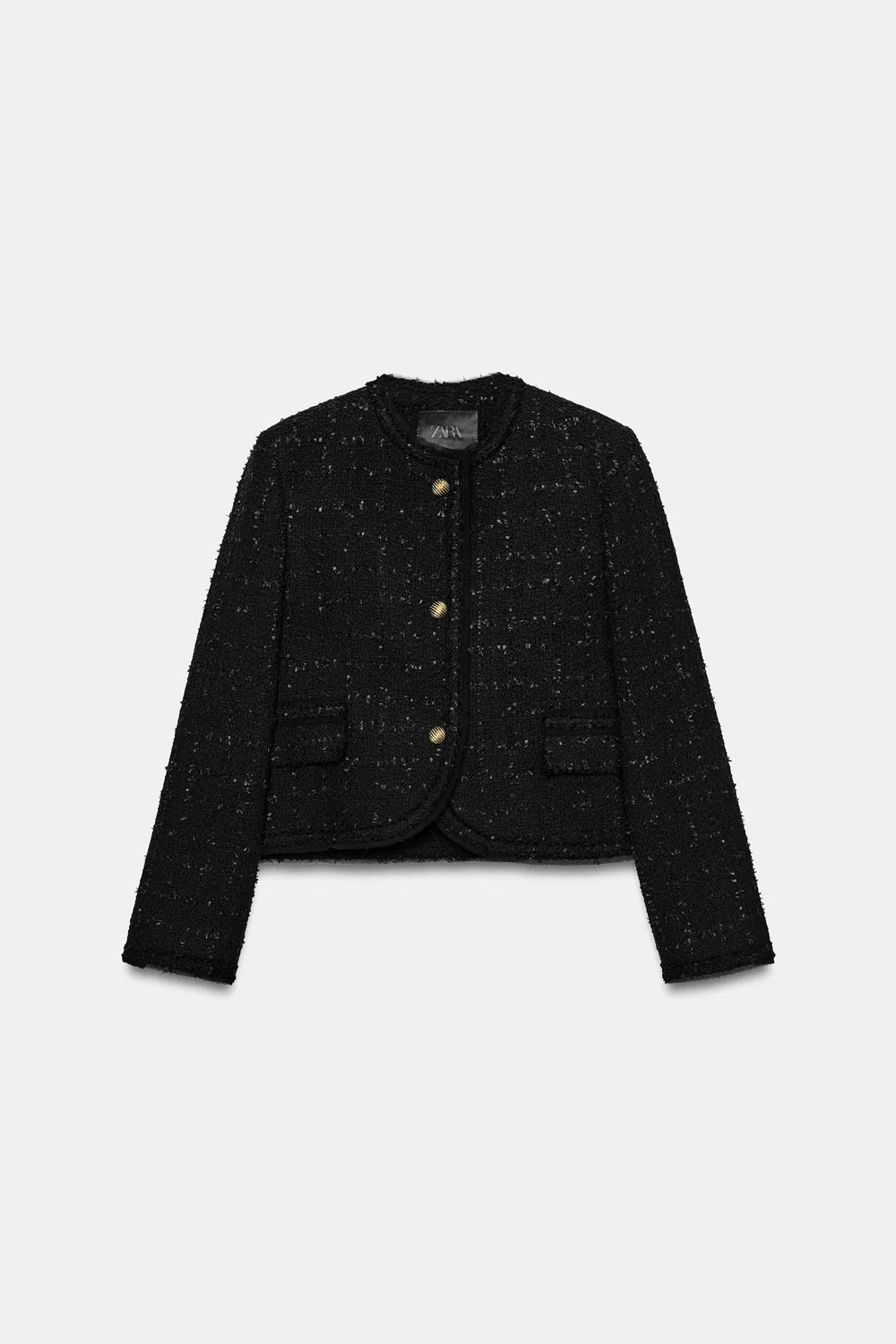 Куртка из коллекции ZW с тиснеными пуговицами. ZARA, Black — фото 4