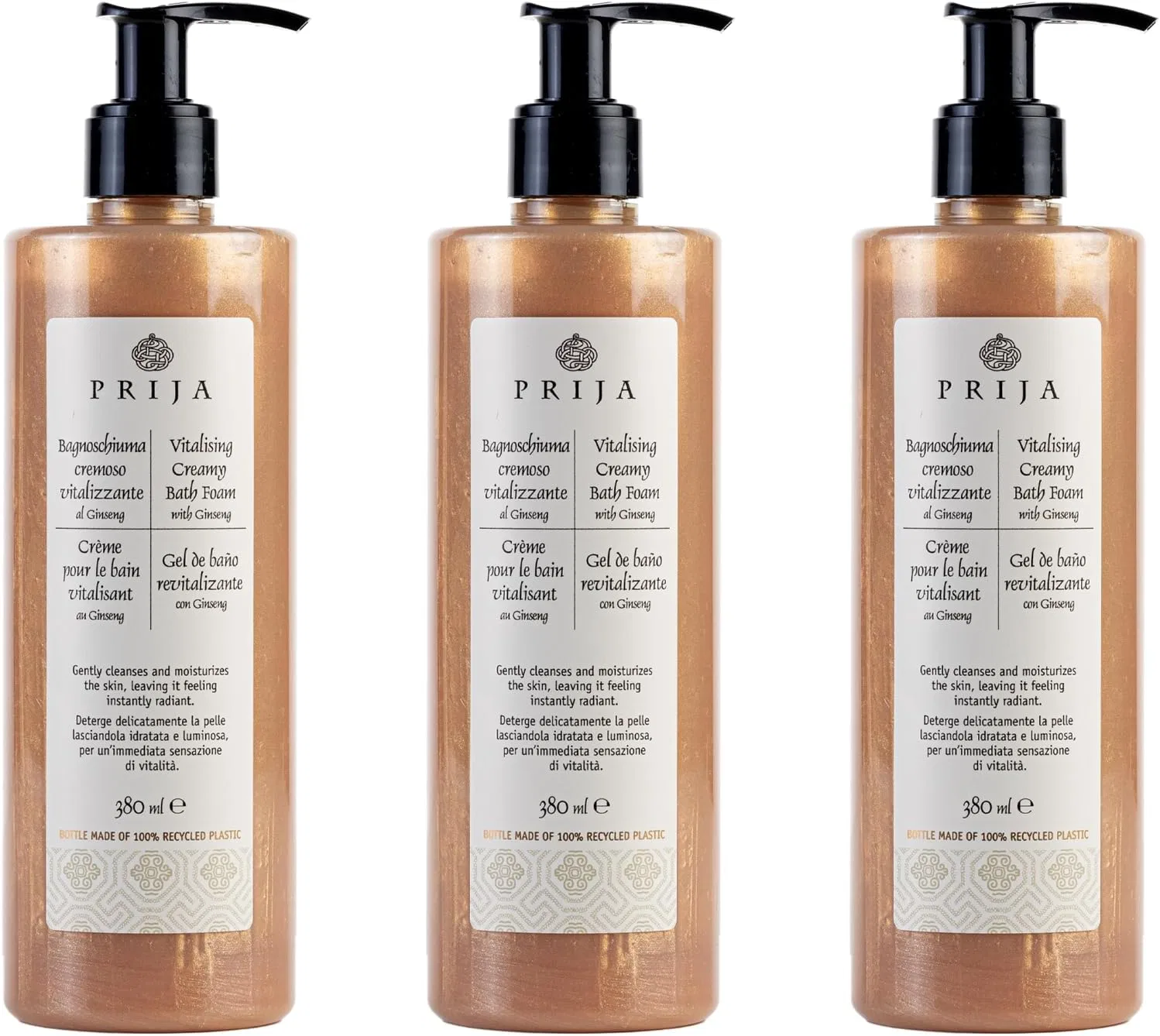 Пена для ванны Prija Revitalising, с экстрактом женьшеня, 3 x 380 мл